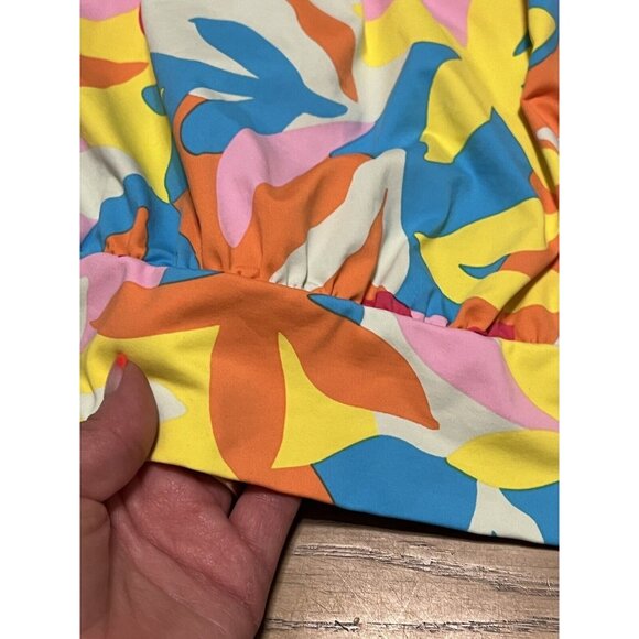 Lands End Bikini Swimsuit Top Plus Size 16W Elastic Colorful Beach Floral NWT - Picture 6 of 11